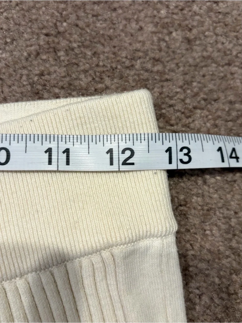 Aerie SzSm Cream Ribbed Wide-Leg Knit Pants